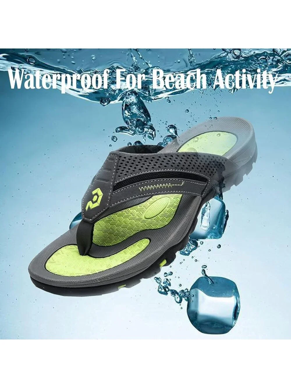 Men's Grey Flip-flops Thongs Sandals Durable Comfort Slippers For Casual